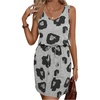 image:imageRoseSeek Womens Leopard Print Sleeveless Tank Dress Drawstring Waist Scoop Neck Dresses Summer Short DressGrey
