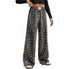 image:imageRoseSeek Womens Leopard Print Wide Leg Pants Patched Elastic Waist Casual Loose TrousersBlack