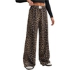 image:imageRoseSeek Womens Leopard Print Wide Leg Pants Patched Elastic Waist Casual Loose TrousersBrown