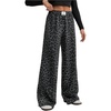 image:imageRoseSeek Womens Leopard Print Wide Leg Pants Patched Elastic Waist Casual Loose TrousersDark Grey