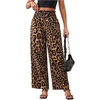 image:imageRoseSeek Womens Leopard Print Wide Leg Paperbag Pants Elastic High Waisted Casual Loose TrousersCoffee Brown