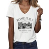 image:imageRoseSeek Womens Letter Graphic Tees V Neck Short Sleeve Casual T Shirts Old Money TopsWhite