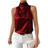 image:imageRoseSeek Womens Metallic Mock Neck Halter Tank Top Sleeveless Party Going Out Tops Summer Elegant OutfitsRed