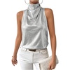 image:imageRoseSeek Womens Metallic Mock Neck Halter Tank Top Sleeveless Party Going Out Tops Summer Elegant OutfitsSilver