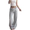 image:imageRoseSeek Womens Number Embroidery Sweatpants Wide Leg Pants Athletic Pants Casual Sports TrousersGrey