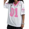 image:imageRoseSeek Womens Number Print Mesh Oversized Jersey Shirts Striped Trim Half Sleeve Baggy Camo Graphic TeesHot Pink