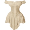 image:imageRoseSeek Womens Off Shoulder Corset Dress Ruffle Hem Lace Up Mini Dress Gothic Lolita OutfitsBeige