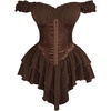 image:imageRoseSeek Womens Off Shoulder Corset Dress Ruffle Hem Lace Up Mini Dress Gothic Lolita OutfitsBrown
