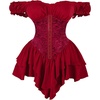 image:imageRoseSeek Womens Off Shoulder Corset Dress Ruffle Hem Lace Up Mini Dress Gothic Lolita OutfitsBurgundy