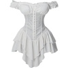 image:imageRoseSeek Womens Off Shoulder Corset Dress Ruffle Hem Lace Up Mini Dress Gothic Lolita OutfitsWhite