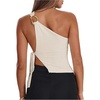 image:imageRoseSeek Womens One Shoulder Cut Out Tank Top Elegant Asymmetrical Knot Sleeveless Tops Going Out OutfitsApricot