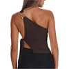 image:imageRoseSeek Womens One Shoulder Cut Out Tank Top Elegant Asymmetrical Knot Sleeveless Tops Going Out OutfitsCoffee Brown