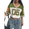 image:imageRoseSeek Womens Oversized Jersey Shirts Mesh Number Graphic Tees V Neck Streetwear Y2k Crop TopsOlive Green