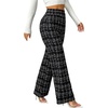 image:imageRoseSeek Womens Plaid Pants Elastic High Waisted Wide Leg Long Pants Elegant Work Business Casual TrousersBlack