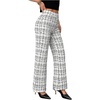 image:imageRoseSeek Womens Plaid Pants Elastic High Waisted Wide Leg Long Pants Elegant Work Business Casual TrousersWhite