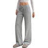 image:imageRoseSeek Womens Ribbed Knit Striped Wide Leg Pants Elastic High Waisted Baggy Pants Casual TrousersWhite