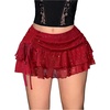 image:imageRoseSeek Womens Sequin Sparkly Skirts Mesh Ruffle Layered Drop Waist Glitter Mini Skirt Y2K Concert OutfitsRed
