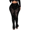image:imageRoseSeek Womens Sheer Mesh Leggings See Through High Waisted Bell Bottom Skinny PantsBlack