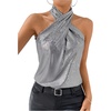 image:imageRoseSeek Womens Silver Sequin Sparkly Halter Tops Disco Outfits  Sparkle Party Y2k Disco OutfitsSilver