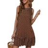 image:imageRoseSeek Womens Sleeveless Polka Dots Ruffle Tunic Dress Casual Summer Beach Tank Dresses SundressBrown
