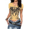 image:imageRoseSeek Womens Sparkly Rhinestone Y2K Gothic Graphic V Neck Slim Fit Tee Grunge Vintage Crop Tops TrendyYellow