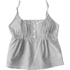 image:imageRoseSeek Womens Striped Button Front Flared Camisole Tops Shirred Spaghetti Strap Tank TopBlack