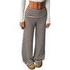 image:imageRoseSeek Womens Striped Foldover Pants Ribbed Knit Wide Leg Pants Elastic High Waisted Casual Lounge TrousersCoffee Brown