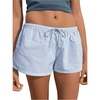 image:imageRoseSeek Womens Striped Shorts Print Drawstring Elastic Waist Shorts Casual Wide Leg Low Rise Summer Boxer ShortsBlue and White