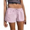 image:imageRoseSeek Womens Striped Shorts Print Drawstring Elastic Waist Shorts Casual Wide Leg Low Rise Summer Boxer ShortsLight Pink