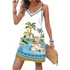 image:imageRoseSeek Womens Summer Boho Floral Tropical Mini Dresses V Neck Spaghetti Strap Flowy Beach Vacation Sundress 2026White Blue