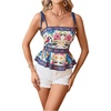image:imageRoseSeek Womens Summer Floral Going Out Peplum Top Sleeveless Spaghetti Strap Cami TopsBlue