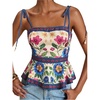 image:imageRoseSeek Womens Summer Floral Going Out Peplum Top Sleeveless Spaghetti Strap Cami TopsMulticolor