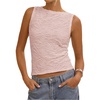 image:imageRoseSeek Womens Textured Cropped Tank Tops Boat Neck Sleeveless Elegant Slim Fit Top Summer Going Out TopsPink