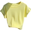 image:imageRoseSeek Womens Textured Tops Crew Neck Short Sleeve T Shirts Casual Summer TopsYellow