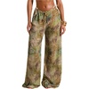 image:imageRoseSeek Womens Tie Dye Beach Cover Up Pants Drawstring Waist Wide Leg See Through Beach Pants SwimwearMulticolor Green