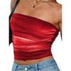 image:imageRoseSeek Womens Tie Dye Ruched Strapless Tube Top Sleeveless Fitted Elegant Crop Tops Going Out BandeauRed