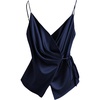 image:imageRoseSeek Womens Tie Side Wrap Camisole Tops Spaghetti Strap V Neck Elegant Blouses ShirtsDeep Blue