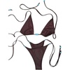 image:imageRoseSeek Womens Triangle String Bikini Set Beaded Halter Swimsuits 2 Piece Self Tie Brazilian Bathing SuitKhaki
