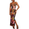 image:imageRoseSeek Womens Tropical Graphic V Neck Midi Dresses Sleeveless Split Beach Vacation Cami DressBlack