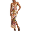 image:imageRoseSeek Womens Tropical Graphic V Neck Midi Dresses Sleeveless Split Beach Vacation Cami DressMulticolor Beige