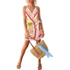 image:imageRoseSeek Womens Tropical Print Cami Dress Sleeveless Wrap V Neck Tie Knot Boho Short DressesApricot White