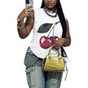 image:imageRoseSeek Womens Vintage Graphic Car Print Summer Tank Top  Crewneck Sleeveless Tops StreetwearBig Cherry White