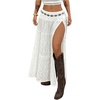 image:imageRoseSeek Womens Western Boho Lace Maxi Skirt Low Rise High Slit Flowy Country Cowgirl Skirts Trendy OutfitsWhite
