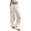 image:imageRoseSeek Womens Wide Leg Linen Pants Swimsuit Cover Ups Beach Pants Summer Vacation Outfits 2026White