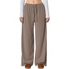 image:imageRoseSeek Womens Wide Leg Ribbed Knit Pants Drawstring Waist Low Rise Casual Long TrousersKhaki
