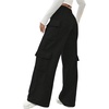 image:imageRoseSeek Womens Wide Leg Sweatpants Drawstring Waist Baggy Cargo Pants Casual Trousers with PocketsBlack