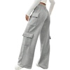 image:imageRoseSeek Womens Wide Leg Sweatpants Drawstring Waist Baggy Cargo Pants Casual Trousers with PocketsGrey