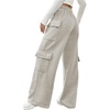 image:imageRoseSeek Womens Wide Leg Sweatpants Drawstring Waist Baggy Cargo Pants Casual Trousers with PocketsPure Grey