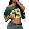 image:imageRoseSeek Womens Y2K Lace Mesh Jersey Shirts V Neck Short Sleeve Off The Shoulder Tops Crop Graphic TeesDark Green