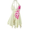 image:imageRoseSeek Womens Y2K Paisley Floral Halter Tops Summer Going Out Sleeveless Low Cut Ruffle Hem Flowy Tank TopMulticolor Beige